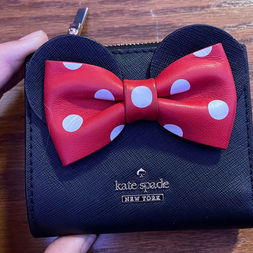 kate spade Black Wallet with Red Polka Dot Bow